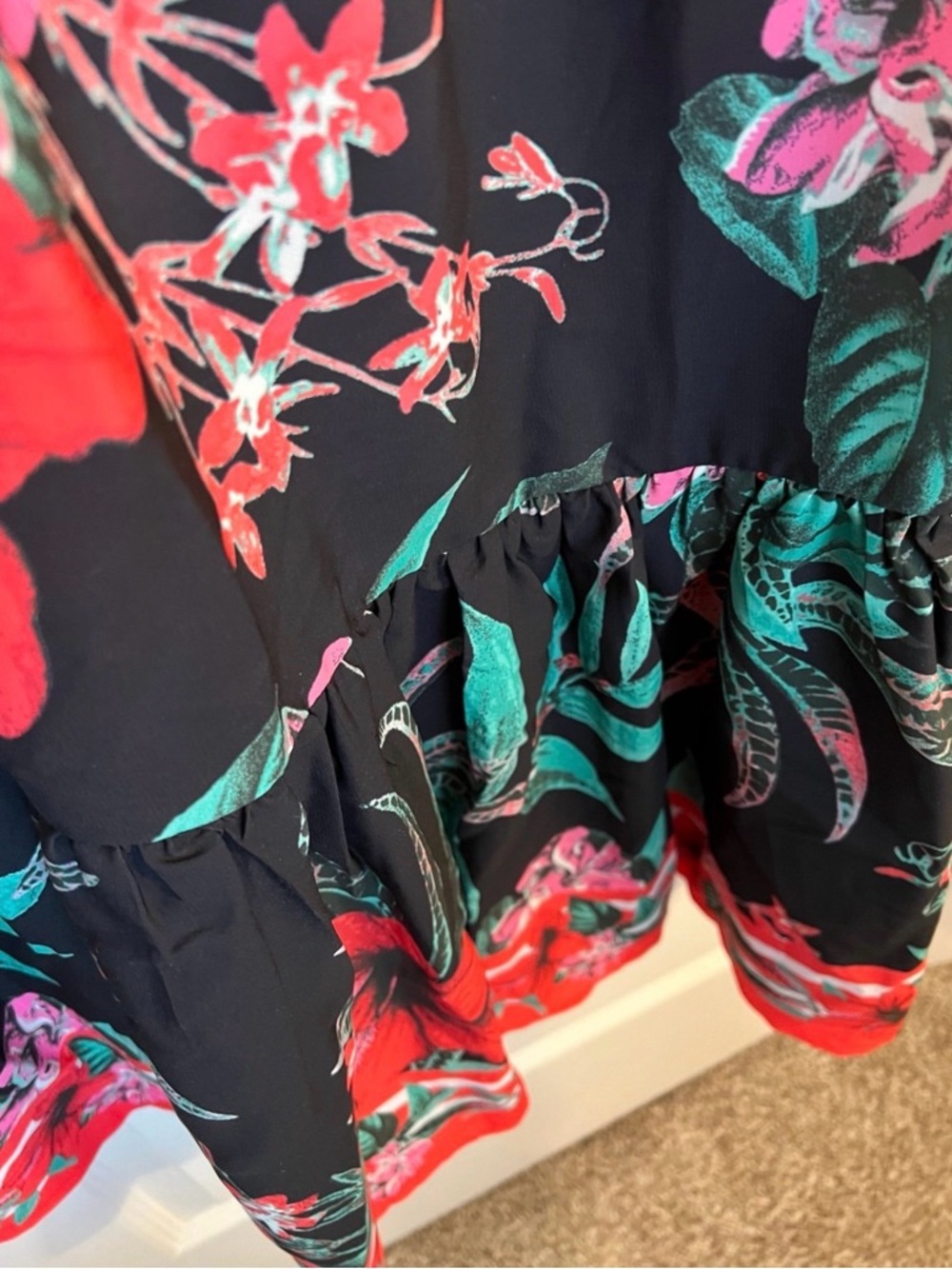 Colleen Lopez Black Maxi Dress with Red and Teal Floral Print - Picture 6 of 6